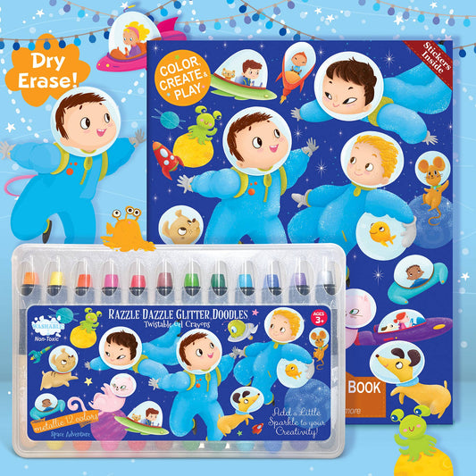 Glitter Space Dry Erase Coloring Gift Set