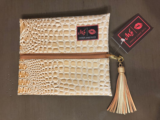 Bubble Gator Sand Small Makeup Junkie bag