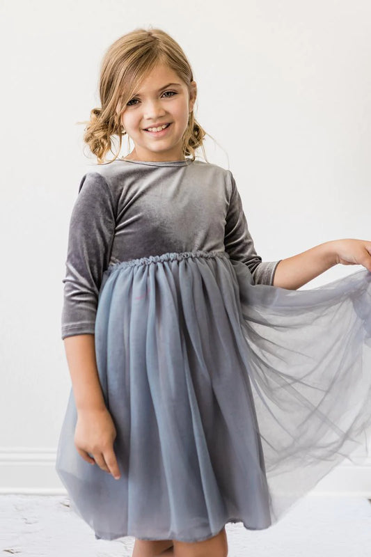 Mila and Rose Silver Velvet Tutu Dress