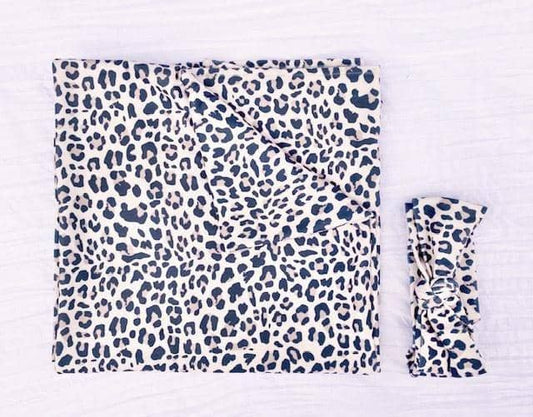 Safari Leopard Bamboo Swaddle & Headwrap